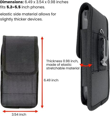 Cell Phone Pouch Holster Case with Nylon Belt Clip Armband Compatible with Samsung Galaxy S24+, iPhone 16 15 14 13 12 11 Pro Max, Android Barcode Scanner Work Tool Belt, Vest Carrying Pouch Case in Saudi Arabia