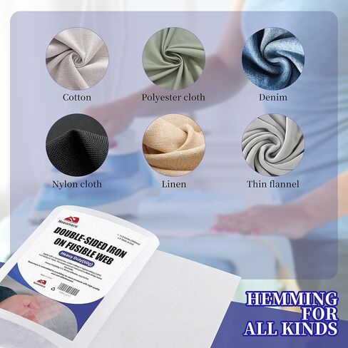 Nseamera Double Sided Fusible Interfacing Web for Sewing, Medium Duty 40g Adhesive, 11.8"×5 Yards, Washable Fusible Webbing for Fabric Applique, Quilting, Crafts in Kuwait