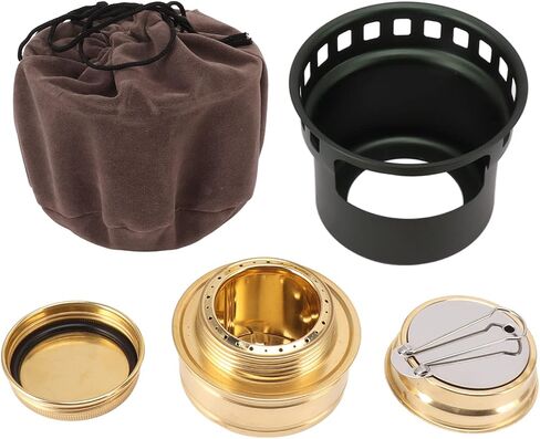 Alcohol Stove, Camping Stove with Stove Cover, Lightweight Brass Stove for Outdoor Camping Hiking Backpacking(gray) in Saudi Arabia