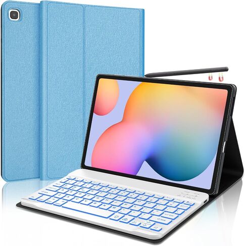 Keyboard Case for Samsung Galaxy Tab S6 Lite 10.4 Inch 2022/2020 Model (SM-P610/P613/P615/P619), Detachable Wireless Bluetooth Keyboard, Smart Folio Cover with S Pen Holder, Auto Sleep/Wake, Grey in Saudi Arabia