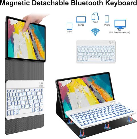 Keyboard Case for Samsung Galaxy Tab S6 Lite 10.4 Inch 2022/2020 Model (SM-P610/P613/P615/P619), Detachable Wireless Bluetooth Keyboard, Smart Folio Cover with S Pen Holder, Auto Sleep/Wake, Grey in Saudi Arabia