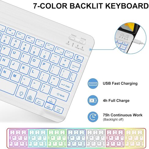 Keyboard Case for Samsung Galaxy Tab S6 Lite 10.4 Inch 2022/2020 Model (SM-P610/P613/P615/P619), Detachable Wireless Bluetooth Keyboard, Smart Folio Cover with S Pen Holder, Auto Sleep/Wake, Grey in Saudi Arabia