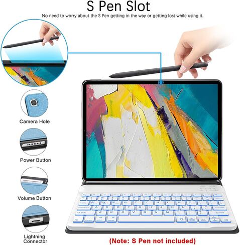 Keyboard Case for Samsung Galaxy Tab S6 Lite 10.4 Inch 2022/2020 Model (SM-P610/P613/P615/P619), Detachable Wireless Bluetooth Keyboard, Smart Folio Cover with S Pen Holder, Auto Sleep/Wake, Grey in Saudi Arabia