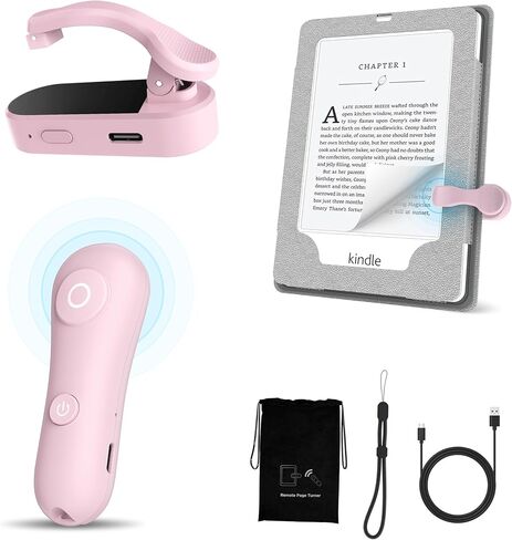 [#1 Fit for Thick Case] Remote Control Page Turner for Kindle Paperwhite Oasis Kobo, Kindle Accessories Clicker with Case-Fit Clip, Reading Novels/Comics for iPhone iPad Android Tablet Samsung -Black in Kuwait