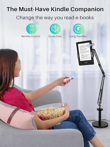 [#1 Fit for Thick Case] Remote Control Page Turner for Kindle Paperwhite Oasis Kobo, Kindle Accessories Clicker with Case-Fit Clip, Reading Novels/Comics for iPhone iPad Android Tablet Samsung -Black in Kuwait