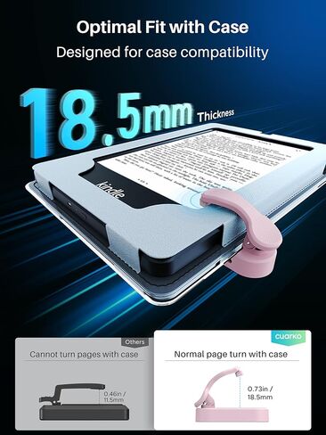 [#1 Fit for Thick Case] Remote Control Page Turner for Kindle Paperwhite Oasis Kobo, Kindle Accessories Clicker with Case-Fit Clip, Reading Novels/Comics for iPhone iPad Android Tablet Samsung -Black in Kuwait