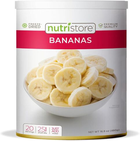 Nutristore Freeze Dried Bananas | 100% Natural, Healthy Fruit Snacks | Bulk #10 Can | Premium Quality & Crispy Fresh Taste | Emergency Survival Food Supply | 20 Servings | 25 Year Shelf Life in Saudi Arabia