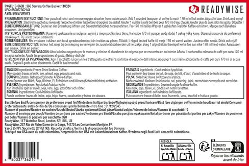 READYWISE - Emergency Food Supply Bucket, 120 Servings, MRE Meal Food Supply, Premade, Freeze Dried Survival Rations for Hiking, Adventure & Camping Essentials, Individually Packaged, 25 Year Shelf Life in Saudi Arabia
