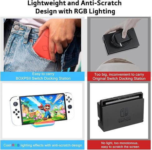 Docking Station for Nintendo Switch, 4K HDMI/USB 3.0/USB-C Port, Compatible with Official Nintendo Dock (Black) in Kuwait