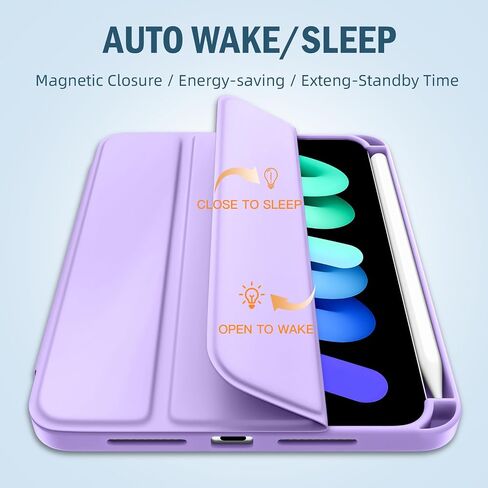 Wenlaty for iPad Mini 7/6 Case 2024/2011 (A17 Pro), for iPad Mini 7th/6th Generation Case 8.3 Inch with Pencil Holder, Slim Trifold Stand Cover with Soft TPU Back, Auto Sleep/Wake, Sky Blue in Saudi Arabia