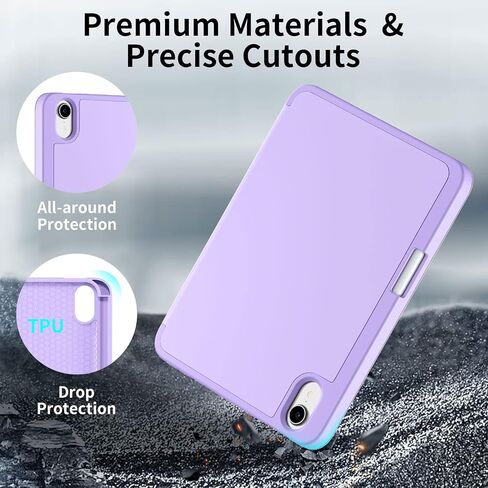 Wenlaty for iPad Mini 7/6 Case 2024/2011 (A17 Pro), for iPad Mini 7th/6th Generation Case 8.3 Inch with Pencil Holder, Slim Trifold Stand Cover with Soft TPU Back, Auto Sleep/Wake, Sky Blue in Saudi Arabia