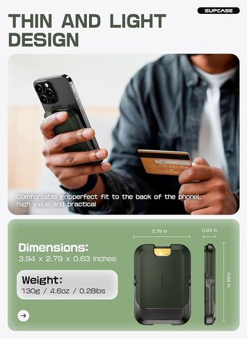 SUPCASE for MagSafe Wallet with Stand, Magnetic Wallet for Men Women, [Hold 6 Cards] [RFID Blocking] [Strong Magnetic Lock] Phone Stand Card Holder for iPhone 16/15/14/13/12 Series, Carbon Black in Kuwait