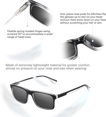 Missfive 2-Pack Light Multifocus نظارات القراءة التقدمية حجب الضوء الأزرق، مفصلات زنبركية متعددة البؤر للرجال بدون خط جودة قارئ ثلاثي البؤر نظارات مريحة (مساحة عمل للمدى القريب، 1.25x) in Kuwait