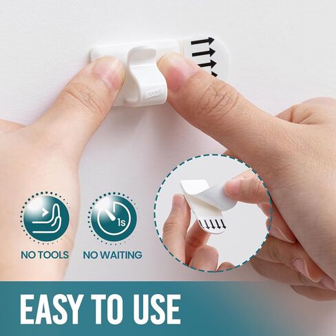 TAILI Christmas Light Clips 20 Pcs Indoor String Light Hooks, Damage Free Small Hooks With Adhesive, Removable Withe Wall Clips for Hanging Lights Holiday Decor and Cables, 20 Clips & 24 Strips in Kuwait