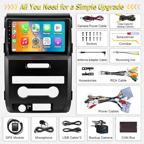 Car Radio Stereo for Ford F150 2009-2012, Android 13 2+64G Auto Head Unit with 9 Inch Touchscreen, Wireless Carplay, GPS, WiFi, Bluetooth, FM, AM, RDS, SWC in Saudi Arabia