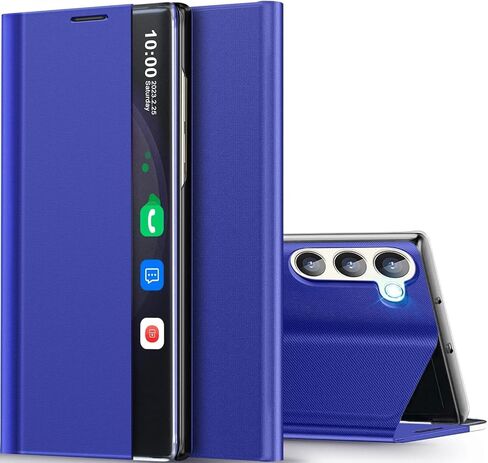for Samsung Galaxy S25 Case View Clear Smart Window, with Kickstand for Samsung S25 Case Luxury Flip Slim Mirror Hard PC Leather View Clear Smart Window Cover for Samsung 5G S25 Phone Case in Saudi Arabia