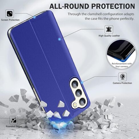 for Samsung Galaxy S25 Case View Clear Smart Window, with Kickstand for Samsung S25 Case Luxury Flip Slim Mirror Hard PC Leather View Clear Smart Window Cover for Samsung 5G S25 Phone Case in Saudi Arabia