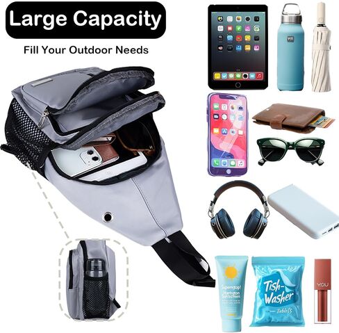 JENAGREEN Waterproof Sling Backpack Crossbody Sling Bag for Women Men, Multipurpose Travel Hiking Adjustable Chest Bag Casual Daypack in Saudi Arabia