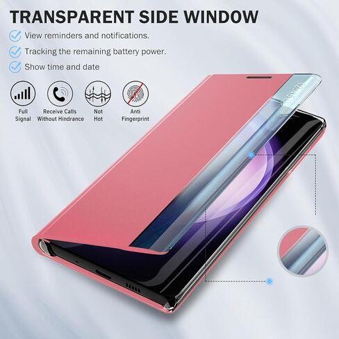 for Samsung Galaxy S25 Case View Clear Smart Window, with Kickstand for Samsung S25 Case Luxury Flip Slim Mirror Hard PC Leather View Clear Smart Window Cover for Samsung 5G S25 Phone Case in Saudi Arabia
