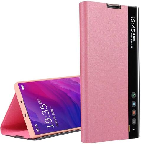 for Samsung Galaxy S25 Case View Clear Smart Window, with Kickstand for Samsung S25 Case Luxury Flip Slim Mirror Hard PC Leather View Clear Smart Window Cover for Samsung 5G S25 Phone Case in Saudi Arabia