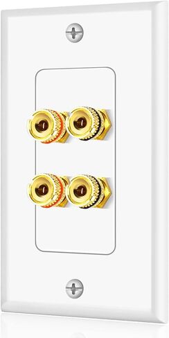 TNP 2 Pack Home Theater Speaker Wall Plate Outlet - 2 Speaker Sound Audio Distribution Panel Gold Plated Copper Banana Plug Binding Post Connector Insert Jack Coupler (2 Pair, Single Gang, White) in Saudi Arabia