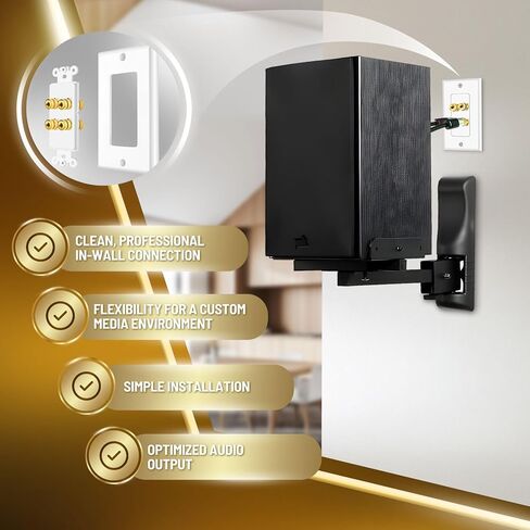 TNP 2 Pack Home Theater Speaker Wall Plate Outlet - 2 Speaker Sound Audio Distribution Panel Gold Plated Copper Banana Plug Binding Post Connector Insert Jack Coupler (2 Pair, Single Gang, White) in Saudi Arabia