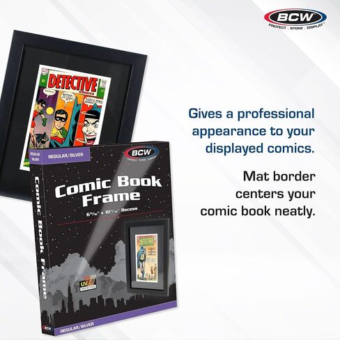 إطار الكتاب الهزلي BCW | إطار خشبي أسود بواجهة زجاجية | قابل للتركيب على الحائط | يناسب القصص المصورة الحالية | تخزين وعرض الكتب المصورة | أبعاد 13x16 in Kuwait