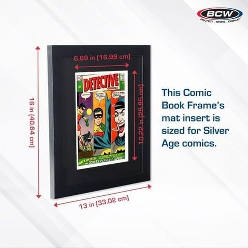 إطار الكتاب الهزلي BCW | إطار خشبي أسود بواجهة زجاجية | قابل للتركيب على الحائط | يناسب القصص المصورة الحالية | تخزين وعرض الكتب المصورة | أبعاد 13x16 in Kuwait