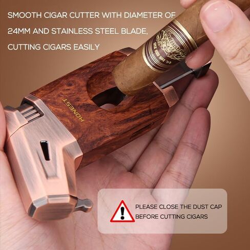 Torch Lighter Compact Jet Flame Lighters Refillable Butane Adjustable Lighter with Cigar Cutter, Gas Window, Nice Gift for Friend (Butane Not Included)(Rose Gold) in Saudi Arabia