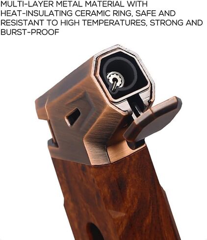 Torch Lighter Compact Jet Flame Lighters Refillable Butane Adjustable Lighter with Cigar Cutter, Gas Window, Nice Gift for Friend (Butane Not Included)(Rose Gold) in Saudi Arabia