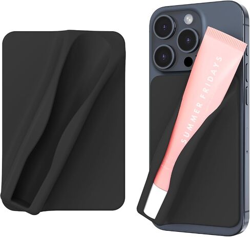 DOB SECHS Large Silicone Lip Holder Compatible with Summer Fridays, Tower 28, Laneige Lipstick Lip Glaze Phone Case Back Stick On Holder for iPhone and Android Smartphones, Black in Saudi Arabia