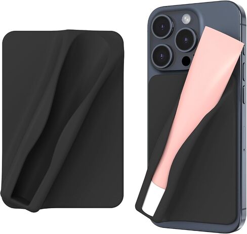DOB SECHS Large Silicone Lip Holder Compatible with Summer Fridays, Tower 28, Laneige Lipstick Lip Glaze Phone Case Back Stick On Holder for iPhone and Android Smartphones, Black in Saudi Arabia