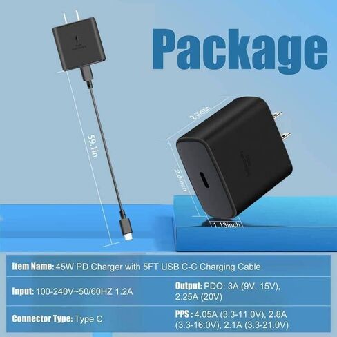 Z Flip 5 Fast Charger,45W USB-C Samsung Super Fast Charger Type C with 10FT Flip Type C Charging Cable for Samsung Galaxy Z Flip 6,Flip 5, Flip 4/Z Fold 6,Galaxy S23 Ultra/S23/S23+/S22/S24 Ultra 2Pack in Saudi Arabia