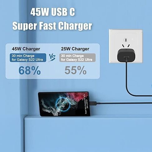 Z Flip 5 Fast Charger,45W USB-C Samsung Super Fast Charger Type C with 10FT Flip Type C Charging Cable for Samsung Galaxy Z Flip 6,Flip 5, Flip 4/Z Fold 6,Galaxy S23 Ultra/S23/S23+/S22/S24 Ultra 2Pack in Saudi Arabia
