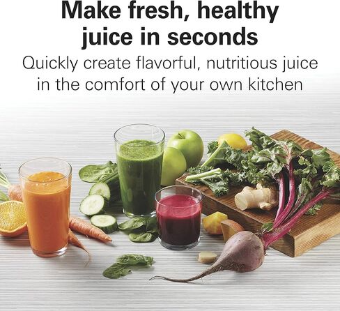 Hamilton Beach HealthSmart Juicer Machine, Compact Centrifugal Extractor, 2.4" Feed Chute for Fruits and Vegetables, Easy to Clean, BPA Free, 400W, Black (R67500) in Saudi Arabia