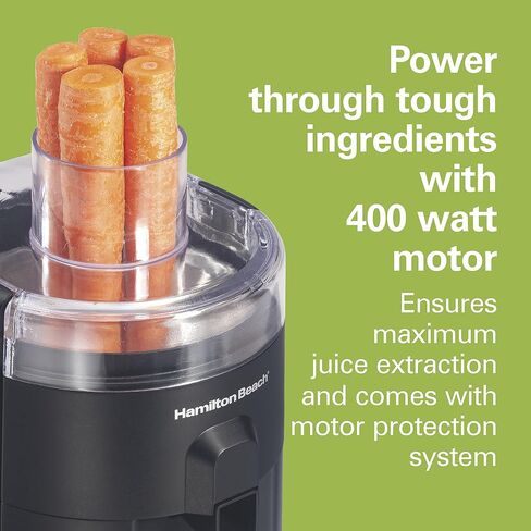 Hamilton Beach HealthSmart Juicer Machine, Compact Centrifugal Extractor, 2.4" Feed Chute for Fruits and Vegetables, Easy to Clean, BPA Free, 400W, Black (R67500) in Saudi Arabia