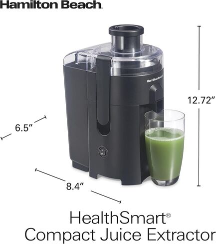 Hamilton Beach HealthSmart Juicer Machine, Compact Centrifugal Extractor, 2.4" Feed Chute for Fruits and Vegetables, Easy to Clean, BPA Free, 400W, Black (R67500) in Saudi Arabia