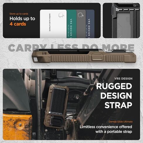 VRS DESIGN Damda Glide Ultimate for iPhone 15 Pro (2023), Premium Sturdy Fully Covered Camera Lens Protection Wallet Case with Multi-Functional Strap (Black) in Saudi Arabia