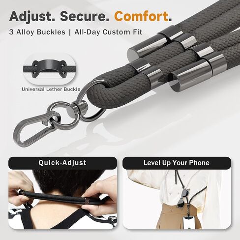 2-Pack Cell Phone Lanyard, Adjustable Crossbody Strap & Wrist Strap, 2 Metal Tabs, Anti Phone Theft Strap in Saudi Arabia