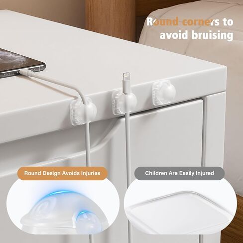 Cord Holder Organizer 6 Pack, [1-Handed-Operation] Magnetic Cable Clips, Phone Cord Clips Holder with 2 Extra Reusable Strong Adhesive for Nightstand Desk Car Workspace Office Accessories, Clear White in Kuwait