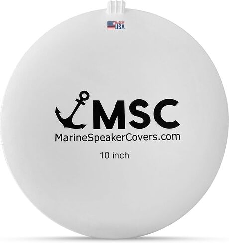 6.5" Marine Speaker Cover Boat Speaker Protector with Sun, Water, Dust, UV Protection, Military-Grade Silicone Design, White Case with Black Logo, Sold as Pair (167mm) in Kuwait