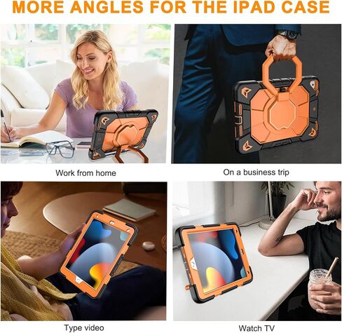 for iPad 9th/8th/7th Generation Case 10.2" Inch with Pen Holder, Handle Shoulder Strap,360 Rotating Stand Rugged Rugged Protective Case 10.2" Cover for iPad 9th/8th/7th Gen.(Black) in Saudi Arabia