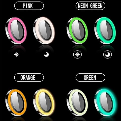 Luminous Camera Lens Protector Compatible with iPhone 15/iPhone 15 Plus/iPhone 14/iPhone 14 Plus Glow in The Dark Camera Cover Ultra Thin Film Tempered Glass Protector Shockproof Cover,Blue in Kuwait