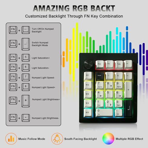 GMK26 Mechanical Numpad,VIA/QMK Programmable Hot Swappable Gasket Wired BT5.0/2.4G Wireless Number Pad with Knob PBT Keycaps 26 Keys Macro RGB Gaming Numeric Keypad for Laptop TKL Keyboard (Black) in Kuwait
