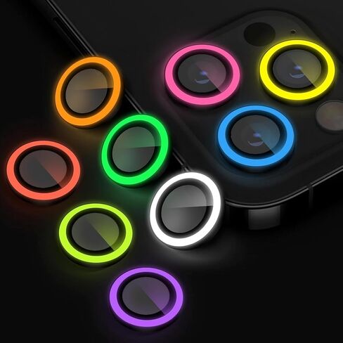Luminous Camera Lens Protector Compatible with iPhone 15/iPhone 15 Plus/iPhone 14/iPhone 14 Plus Glow in The Dark Camera Cover Ultra Thin Film Tempered Glass Protector Shockproof Cover,Blue in Kuwait