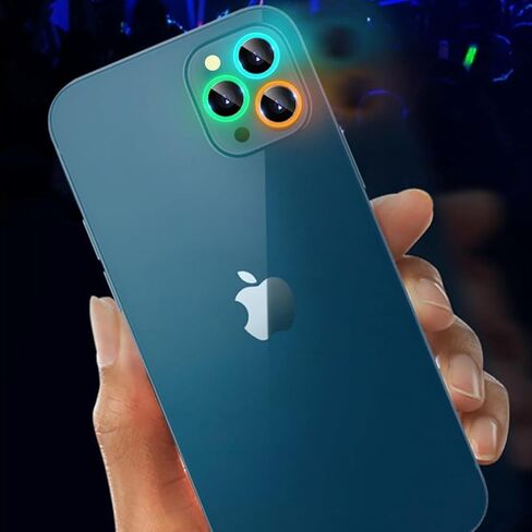 Luminous Camera Lens Protector Compatible with iPhone 15/iPhone 15 Plus/iPhone 14/iPhone 14 Plus Glow in The Dark Camera Cover Ultra Thin Film Tempered Glass Protector Shockproof Cover,Blue in Kuwait