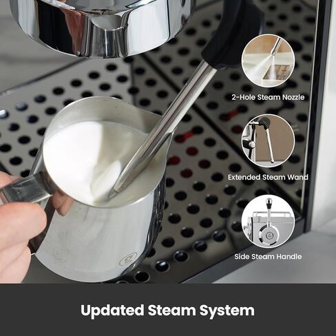 Owl Espresso Machine, 15 Bar Professional Semi-Automatic Espresso Maker with Milk Frother Steam Wand, 57oz Removable Water Tank, Dual Display, for Cappuccino, Latte at home, G3006, Ivory White in Saudi Arabia