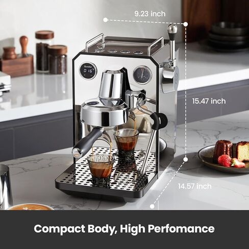 Owl Espresso Machine, 15 Bar Professional Semi-Automatic Espresso Maker with Milk Frother Steam Wand, 57oz Removable Water Tank, Dual Display, for Cappuccino, Latte at home, G3006, Ivory White in Saudi Arabia