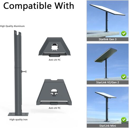 Mount Starlink ، حائط Starlink القابل للضبط ، محول أنابيب Starlink لـ Starlink Gen 3 (V3)/Starlink Mini ، Starlink Roof Mount in Kuwait