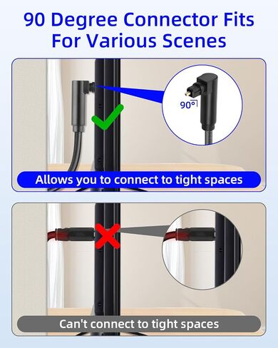 Double 90 Degree Toslink Optical Audio Cable,360 Degree Swivel Digital Optical Audio Male to Male Cable for Home Soundbar,Theater,Sound Bar,TV(3M/9FT) in Saudi Arabia